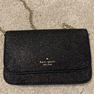 Kate Spade Black Glitter Milou Crossbody 4 1/2 inches by 7 inches
